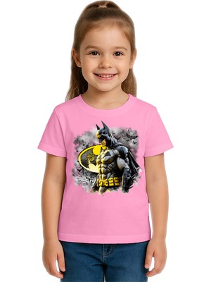 Sedirli Unisex Batman Baskılı Çocuk Tişört Pamuklu Penye Kumaş