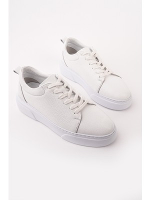 Muggo Leons Hakiki Deri Erkek Kalın Taban Bağcıklı Günlük Casual Sneaker