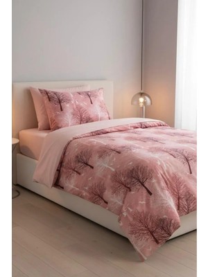 Üntaş Life Serisi Pembe Desenli Tek Kişilik Nevresim Seti 160 x 220 cm