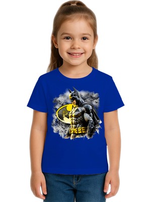 Sedirli Unisex Batman Baskılı Çocuk Tişört Pamuklu Penye Kumaş