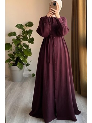 Ande Tesettür Kloş Müslin Ferace - Mürdüm