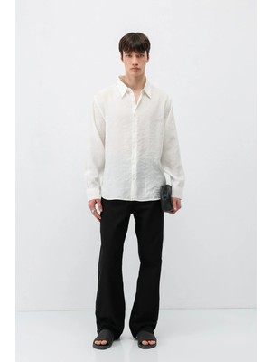 Vamos Modal Kumaş Oversize Gömlek Ekru