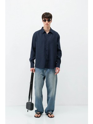 Vamos Modal Kumaş Oversize Gömlek Lacivert