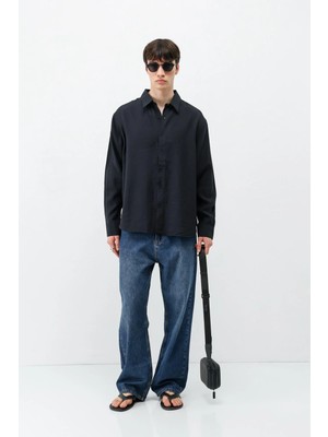 Vamos Modal Kumaş Oversize Gömlek Siyah