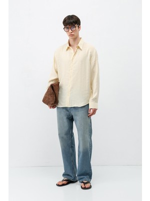 Vamos Modal Kumaş Oversize Gömlek Sarı