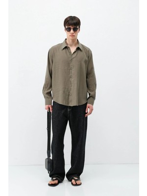 Vamos Modal Kumaş Oversize Gömlek Haki