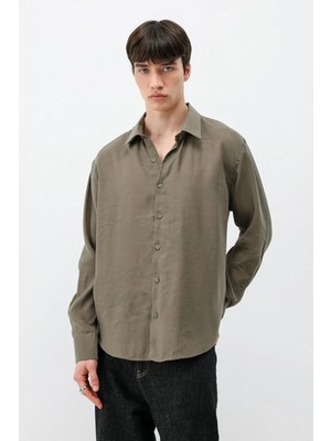 Vamos Modal Kumaş Oversize Gömlek Haki
