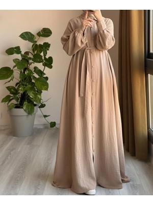 Ande Tesettür Kloş Müslin Ferace - Vizon