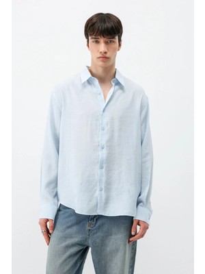 Vamos Modal Kumaş Oversize Gömlek Bebe Mavi