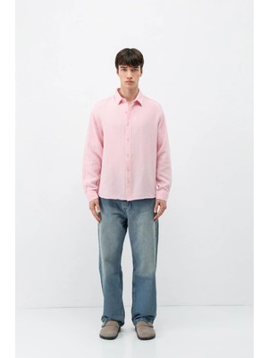 Vamos Müslin Kumaş Oversize Gömlek Pembe