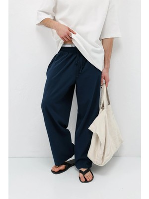 Vamos Super Baggy Fit Keten Pantolon Lacivert