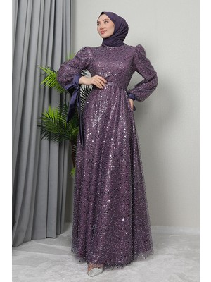 Giza Store Betül Tesettür Abiye Koyu Lila