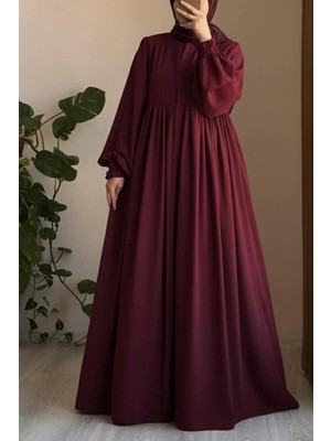 Ande Tesettür Robalı Ferace - Bordo