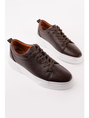 Muggo Leons Hakiki Deri Erkek Kalın Taban Bağcıklı Günlük Casual Sneaker