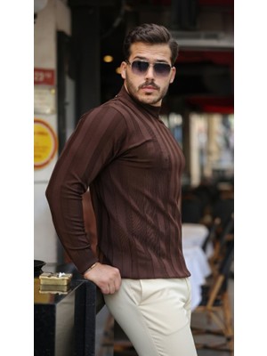 Buğrahayalin Erkek Yarım Balıkçı Yaka Kabartma Desenli Triko