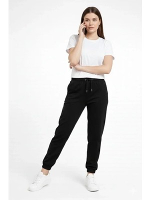 Indispensablely Jogger Eşofman Altı Rahat Kalıp, Cepli, Lastikli Paça, Günlük Spor Pantolon - Siyah