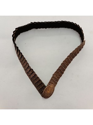 Ağırsoy Lastikli Kadın Kemeri, Metal Pullu, Eskitme, Boyu 70 cm En Gergin Hali 90 cm