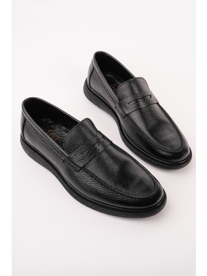 Muggo Pedro Hakiki Deri Bağcıksız Erkek Günlük Klasik Casual Ayakkabı