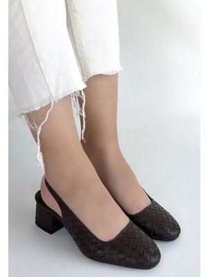 Indispensablely Dier Kahverengi Cilt Topuklu Ayakkabı