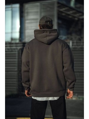 Buğrahayalin Üç Iplik Penye Kapşonlu Basic Sweatshirt - Antrasit