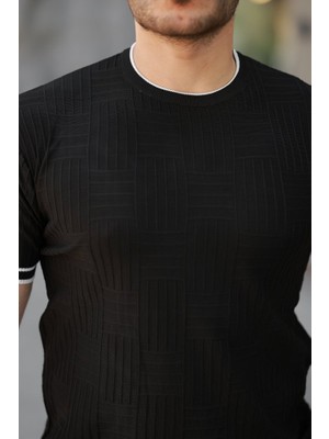 Buğrahayalin Erkek Jakarlı Ribanalı Kısa Kollu T-Shirt