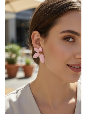 Aware Time Renkli Hasır Çiçek Küpe