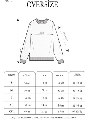Buğrahayalin Kışlık Bisiklet Yaka Ön ve Arka Baskılı Sweatshirt - Beyaz