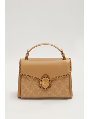 Lêvi D'or Kapitone Işlemeli Blazer Logo Detaylı Orta Boy Kadın Şık El ve Omuz Çantası Haki