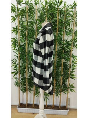 Indispensablely Kadın Uzun Kollu Ekoseli Önden Düğmeli Dokuma Uzun Gömlek