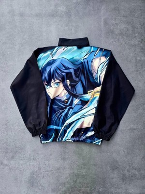 Buğrahayalin Fermuarlı Dijital Baskılı Rüzgarlık - Siyah