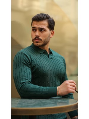 Buğrahayalin Erkek Saç Örgü Desen Uzun Kollu Triko