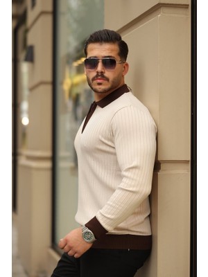 Indispensablely Erkek Kol ve Yaka Detaylı Uzun Kollu Triko