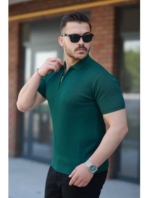 Buğrahayalin Erkek Fermuarlı Yakalı Kısa Kollu Tshirt