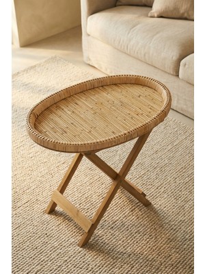 Digithome Ahşap Ayaklı Rattan Katlanabilir Sehpa – HGG-08831/4