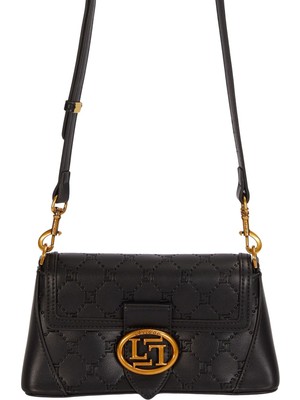 Siyah Küçük Boy Uzun Askılı Kadın Omuz Çantası Baskılı Şık Tasarım