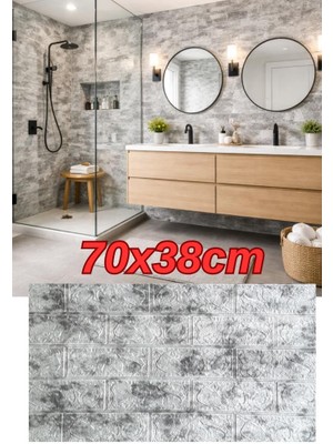 Renkli Duvarlar Yapışkanlı 3D Esnek Sünger Duvar Kaplama Kağıdı Paneli Salon Ofis Ev Tv Arkası 1 Adet 70X38 cm NW199