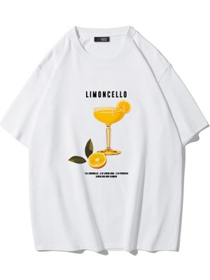 Brz Collection Unisex Oversize Limoncello T-Shirt (Beyaz)