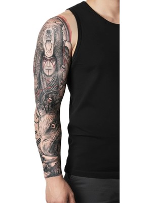 Dövme Kutusu Geçici Kol Kaplama Dövme – Kartal, Kurt ve Saat Motifleriyle Gücün, Özgürlüğün ve Zamanın Birleşimi!