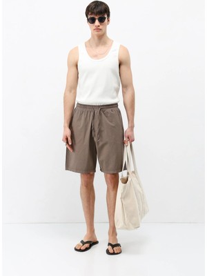 Vamos Oversize Keten Şort Vizon