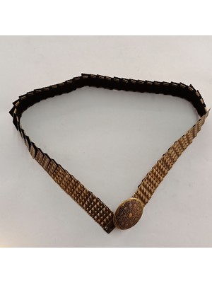 Ağırsoy Lastikli Kadın Kemeri, Metal Pullu, Eskitme, Boyu 70 cm En Gergin Hali 90 cm