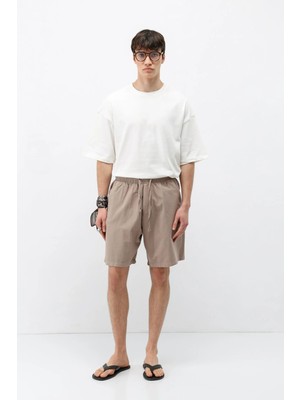 Vamos Oversize Keten Şort Taş