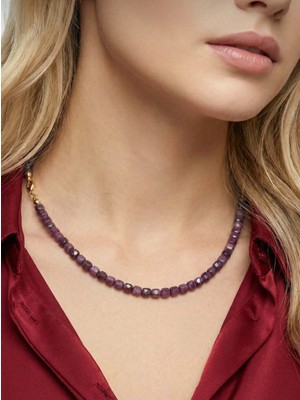 Taşmir Yakut Doğal Taş Kolye 4 mm Gerçek Kök Yakut