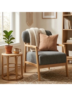 Zem Matilda Ahşap Ayaklı Berjer, Gri