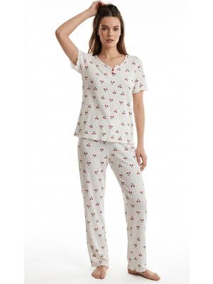 Berin Pandora Raporlu Mini  V Yaka Detaylı Pijama Takımı