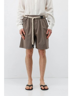 Vamos Kemerli Oversize Keten Şort Vizon