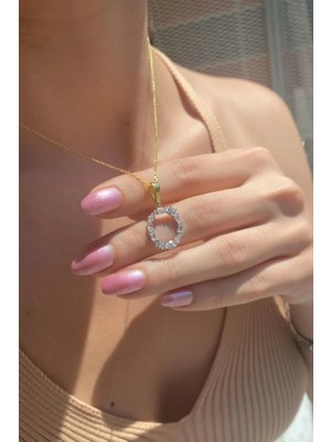 Spossy Silver Jewelry Geometrik Taşlı ‘'o'' Harf Kolye