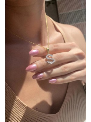 Spossy Silver Jewelry Geometrik Taşlı ‘'s'' Harf Kolye