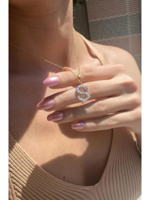 Spossy Silver Jewelry Geometrik Taşlı ‘'ş'' Harf Kolye