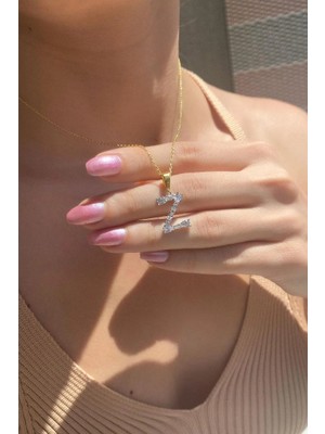 Spossy Silver Jewelry Geometrik Taşlı ‘'z'' Harf Kolye