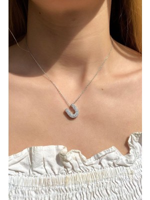 Spossy Silver Jewelry U Harf Kolye